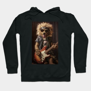 Rock n roll dog playing guitar Hoodie